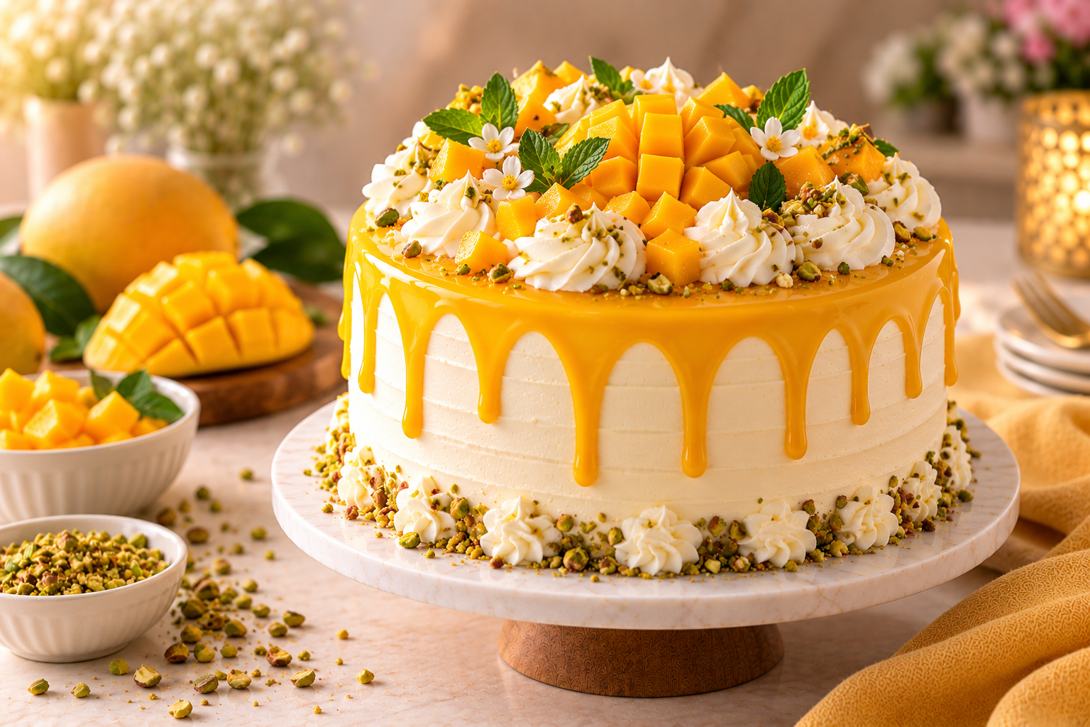 Mango cake creation
